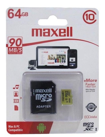Memoria Maxell 64gb Sd + Adaptador